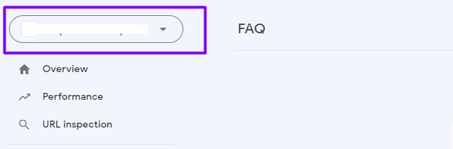 selecting property in Google Search Console