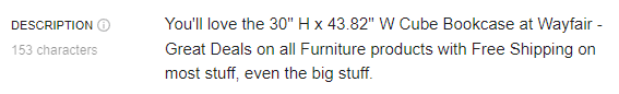 wayfair templated meta-description example for a bookcase