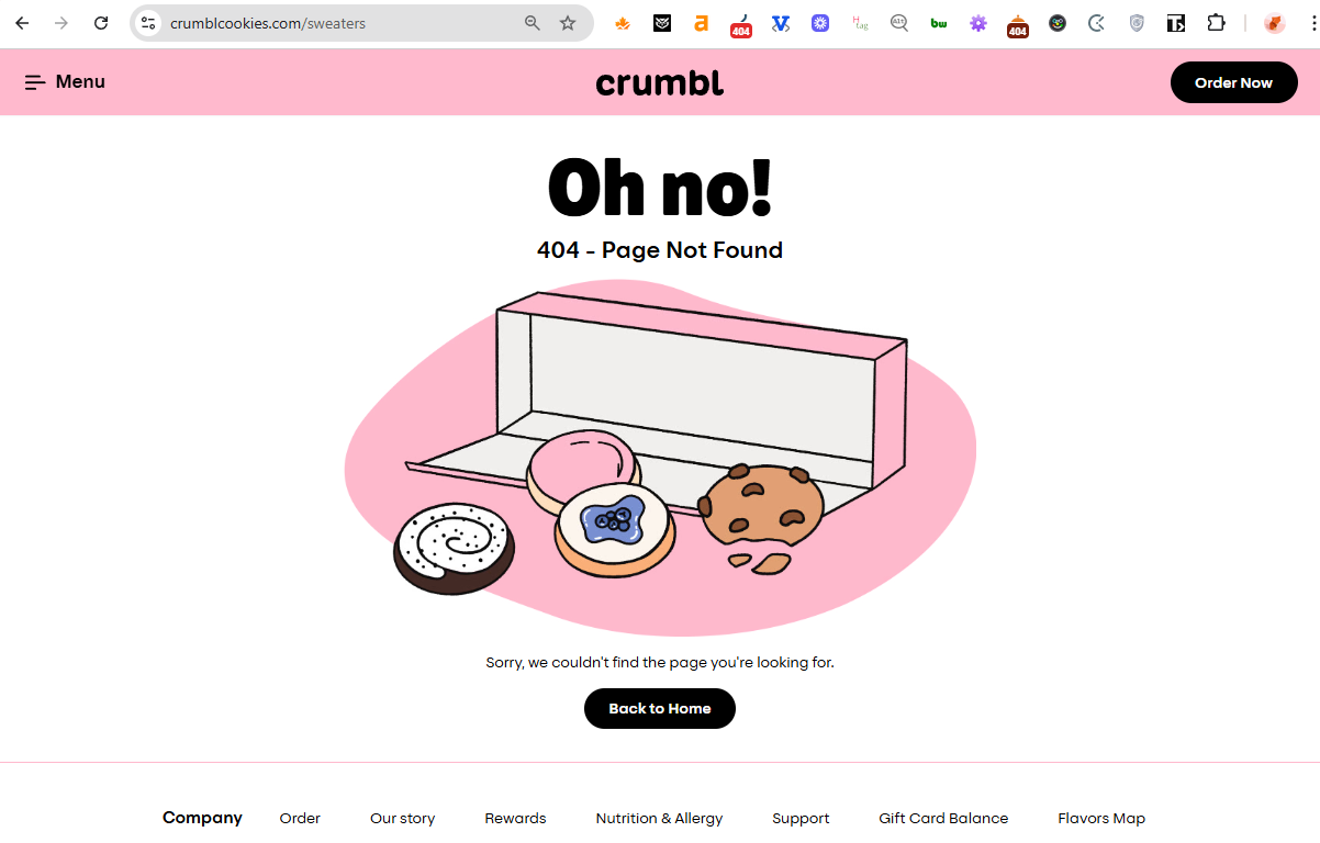  Crumbl Cookies 404 page