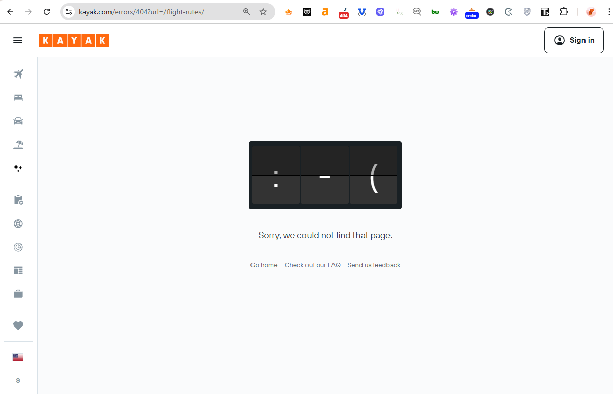 Kayak 404 page