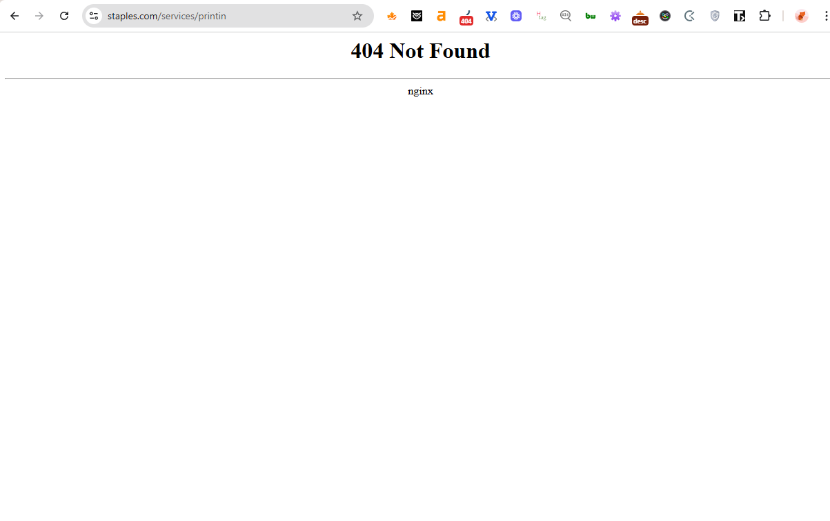 Staples 404 page